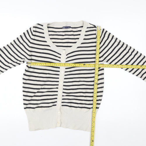 Gap Women's Black Stripe Cotton Cardigan M Long Sleeve Knit