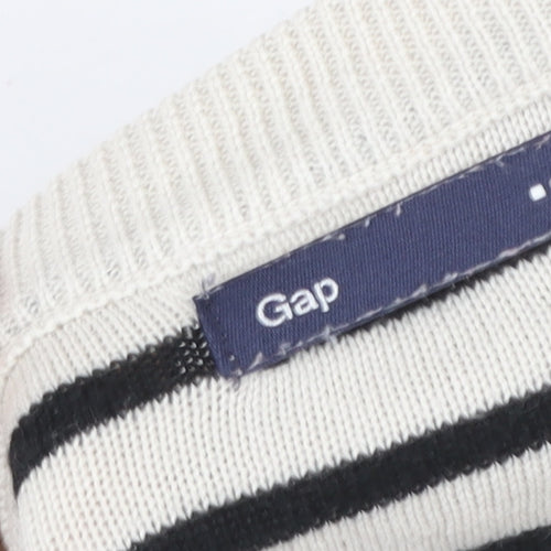 Gap Women's Black Stripe Cotton Cardigan M Long Sleeve Knit