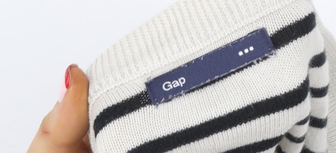 Gap Women's Black Stripe Cotton Cardigan M Long Sleeve Knit