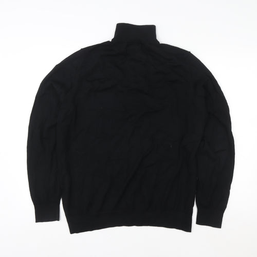 Marks and Spencer Women Black XL High Neck Merino Wool Half Zip Jumper