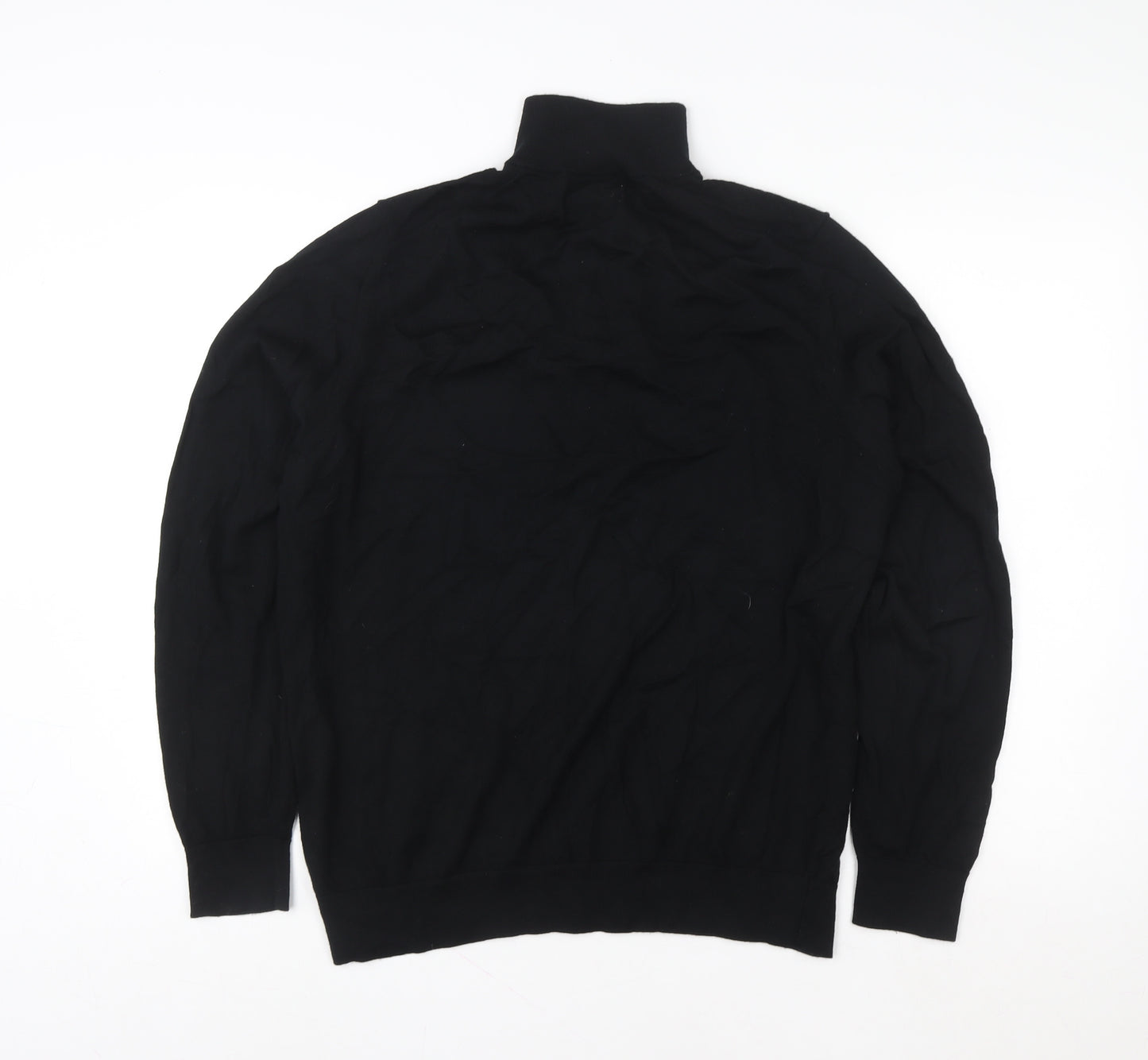 Marks and Spencer Women Black XL High Neck Merino Wool Half Zip Jumper