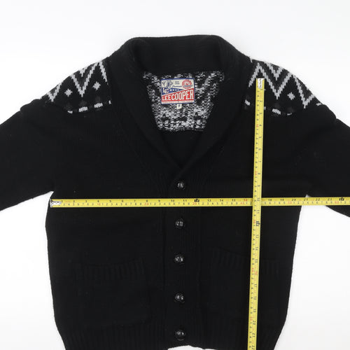 Lee Cooper Women's Black Fair Isle Cardigan Medium Acrylic Knit
