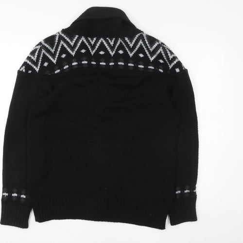 Lee Cooper Women's Black Fair Isle Cardigan Medium Acrylic Knit