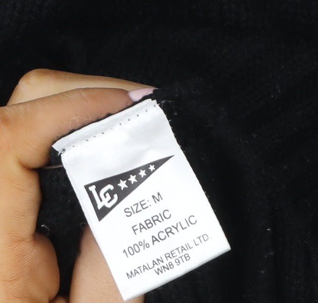 Lee Cooper Women's Black Fair Isle Cardigan Medium Acrylic Knit