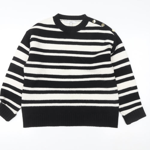 Next Women’s Black & White Striped Crew Neck Knit Jumper M