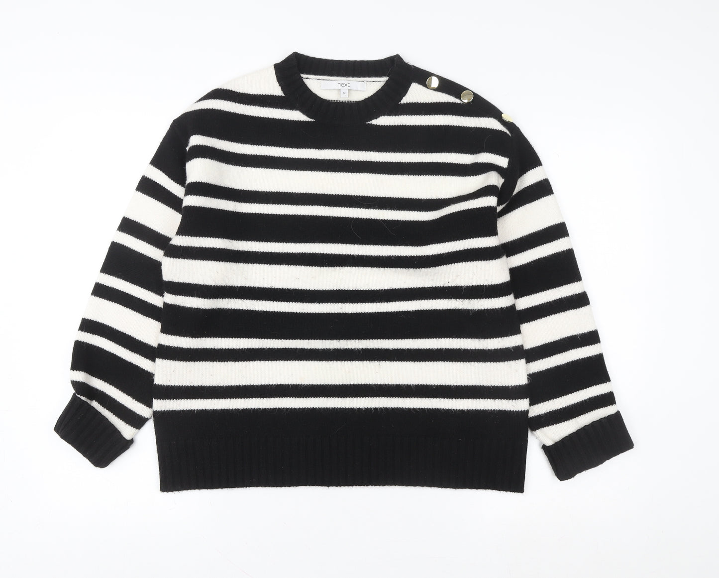 Next Women’s Black & White Striped Crew Neck Knit Jumper M