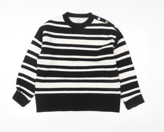 Next Women’s Black & White Striped Crew Neck Knit Jumper M