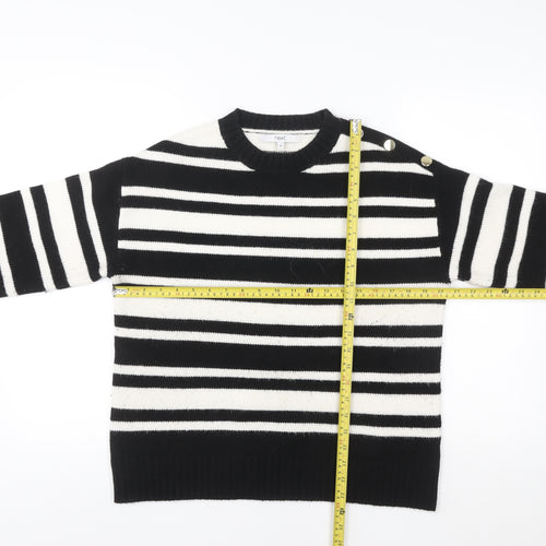 Next Women’s Black & White Striped Crew Neck Knit Jumper M