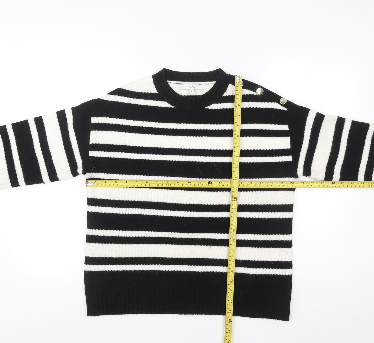 Next Women’s Black & White Striped Crew Neck Knit Jumper M
