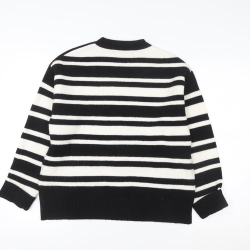 Next Women’s Black & White Striped Crew Neck Knit Jumper M