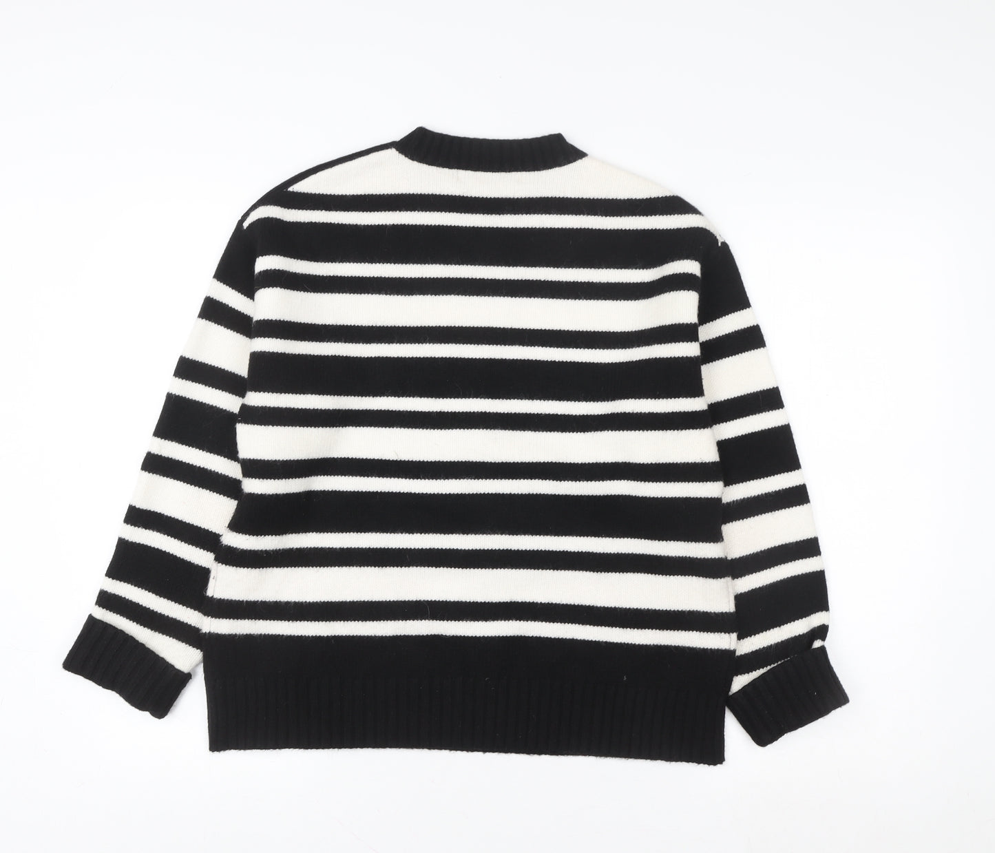Next Women’s Black & White Striped Crew Neck Knit Jumper M