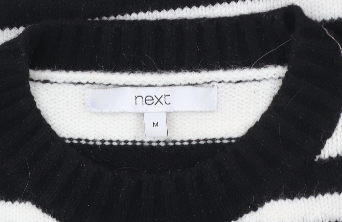 Next Women’s Black & White Striped Crew Neck Knit Jumper M