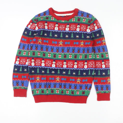 Tu Boys Red Christmas Cotton Wool Blend Crew Neck Jumper 6 Years