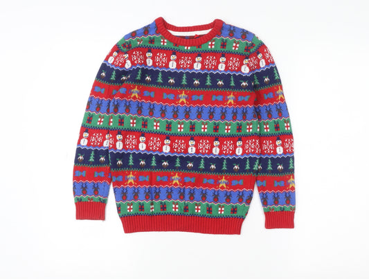 Tu Boys Red Christmas Cotton Wool Blend Crew Neck Jumper 6 Years