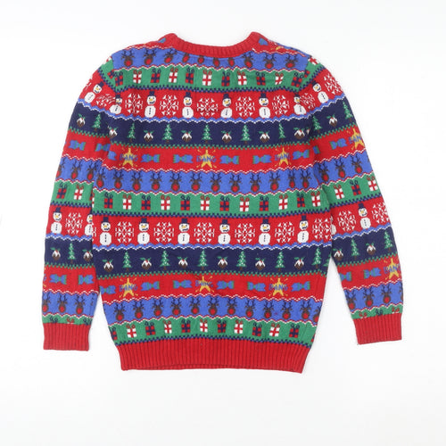 Tu Boys Red Christmas Cotton Wool Blend Crew Neck Jumper 6 Years