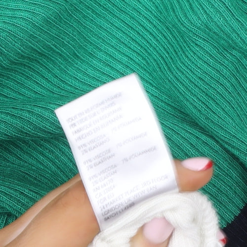 Urban Outfitters Women Green White Stripe 1/4 Zip Sweatshirt M