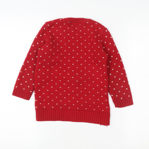 Whisper Girls Red Reindeer Christmas Sweatshirt 3-4 Years Pullover Knit