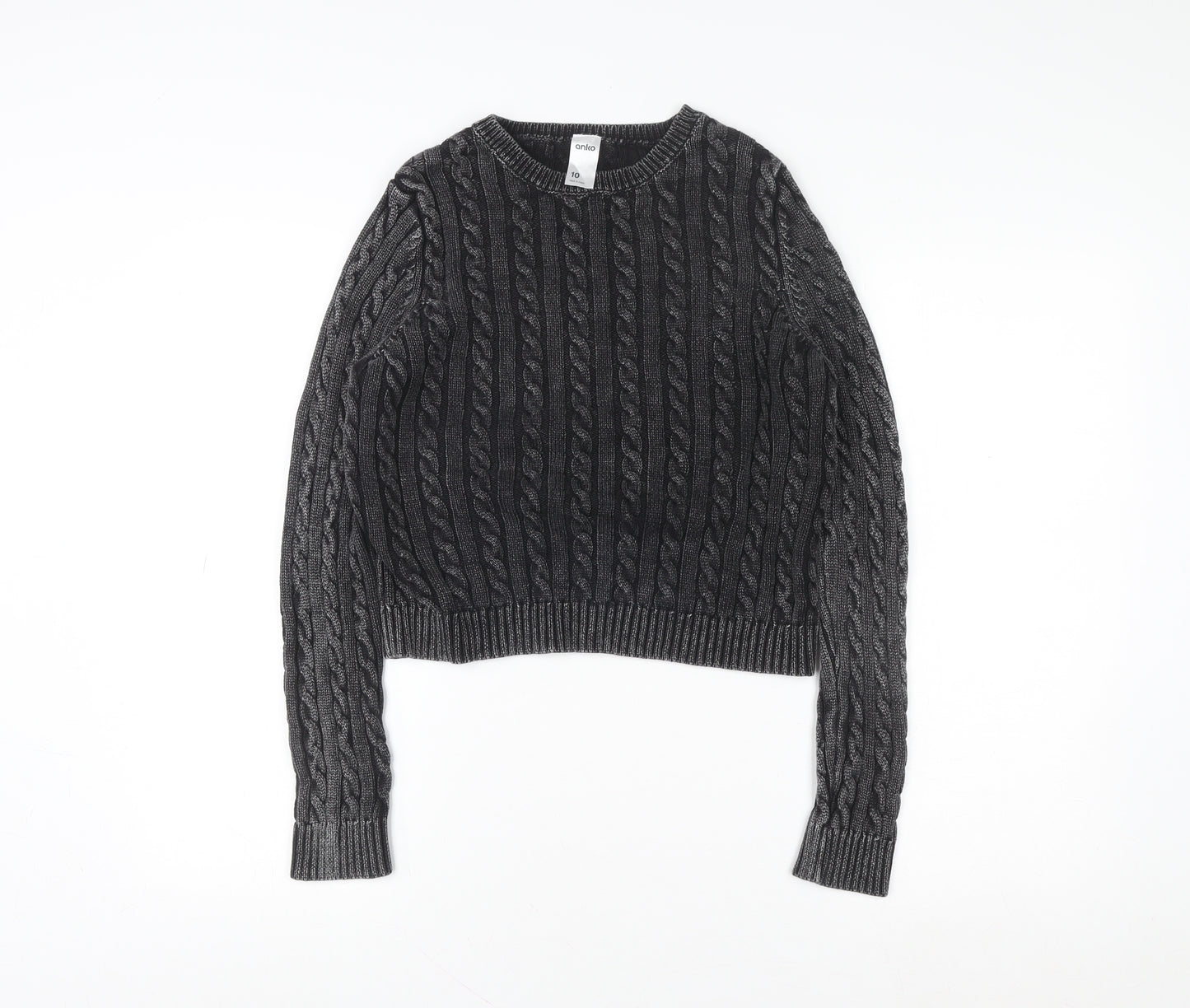Anko Womens Grey Cable Knit Pullover Sweater Size 10