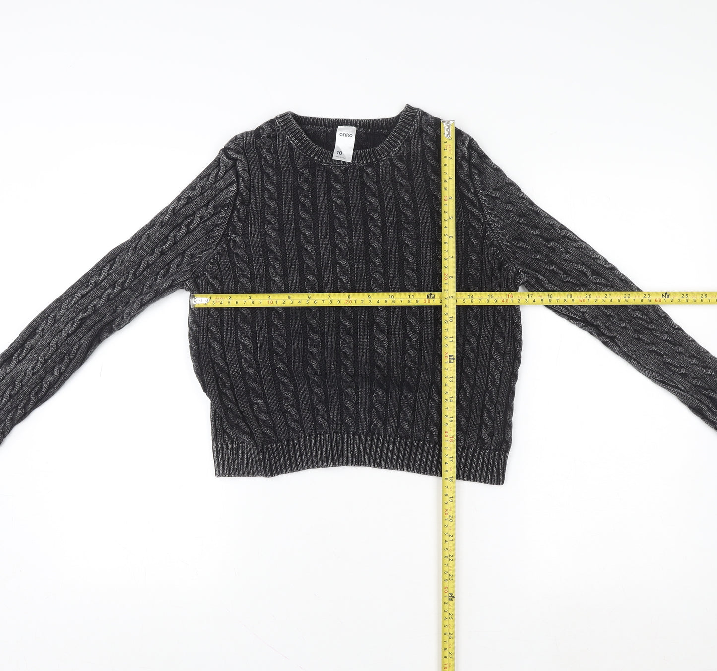 Anko Womens Grey Cable Knit Pullover Sweater Size 10