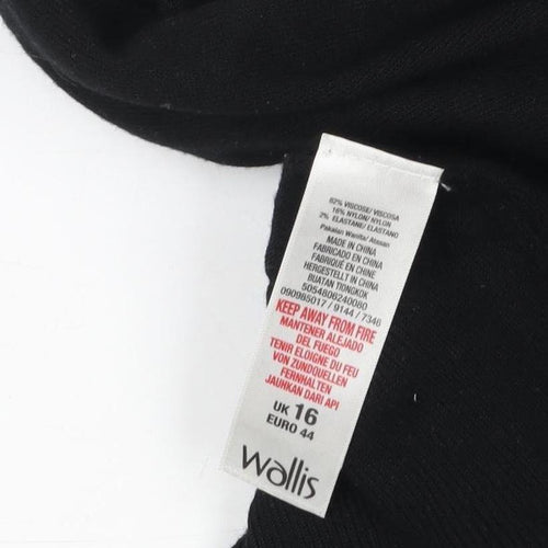 Wallis Women Black Red Colourblock Boat Neck Tunic Sweater UK 16