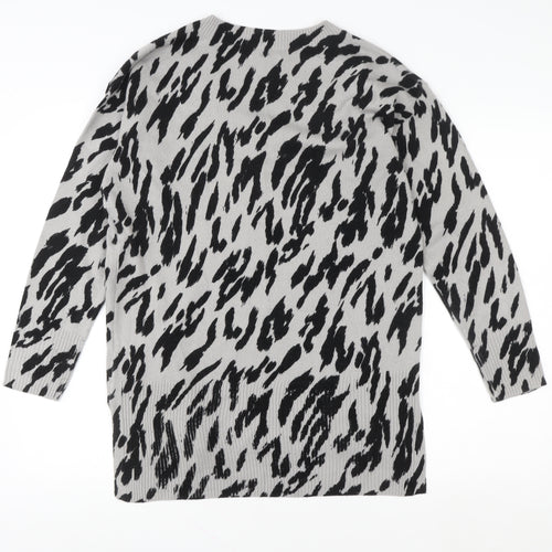 Papaya Women’s Grey Animal Print Long Sleeve V-Neck Tunic Sweatshirt Size 12
