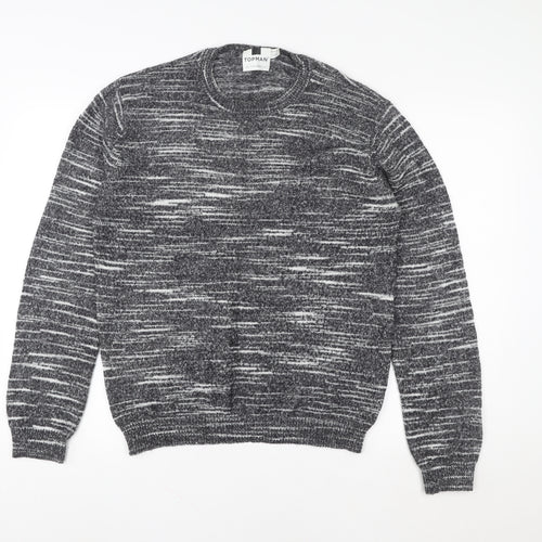 Topman Men Grey Knit Pullover Sweatshirt L Regular Fit