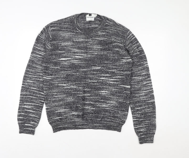 Topman Men Grey Knit Pullover Sweatshirt L Regular Fit