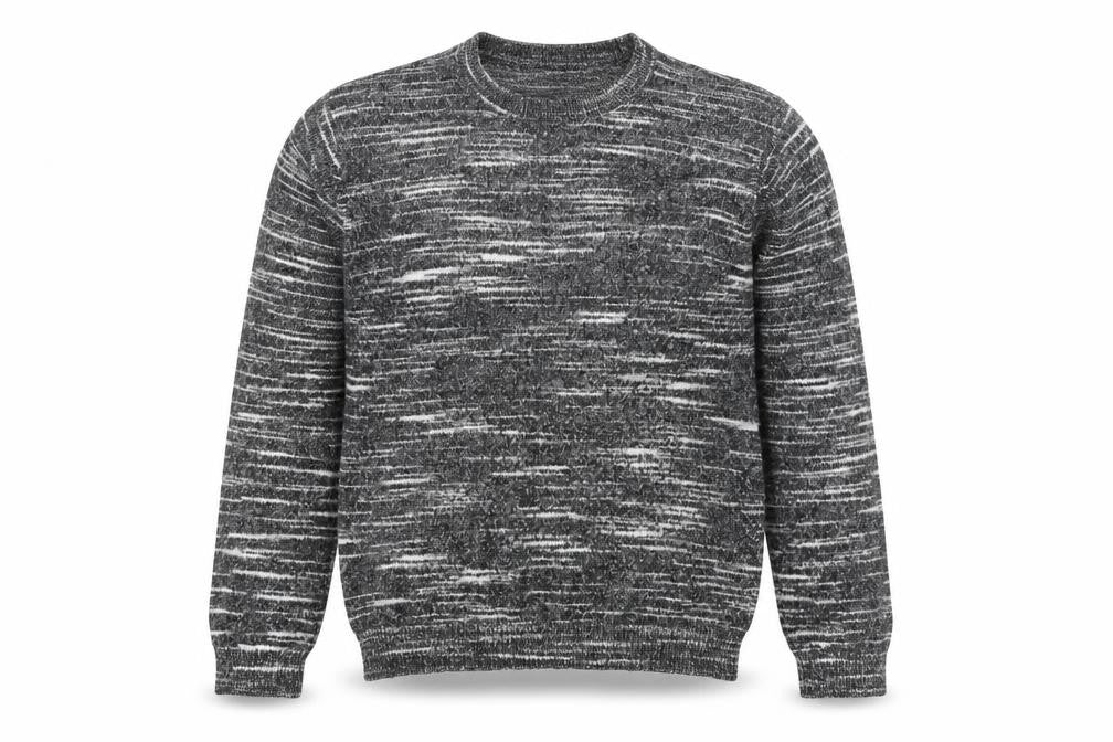 Front view of Topman Men Grey Knit Pullover Sweatshirt L Regular Fit