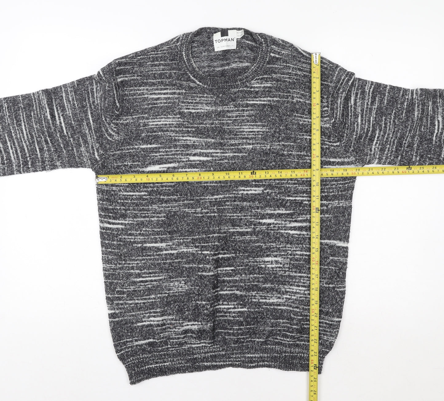 Topman Men Grey Knit Pullover Sweatshirt L Regular Fit