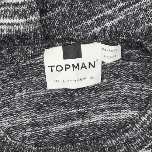 Topman Men Grey Knit Pullover Sweatshirt L Regular Fit