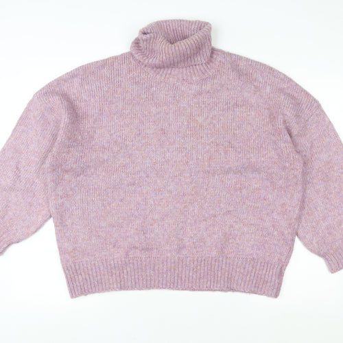 George Women’s Purple Roll Neck Knit Jumper M Relaxed Fit