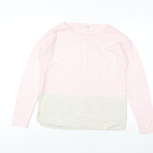 Fat Face Women Pink Beige Colourblock Pullover Sweater UK 6