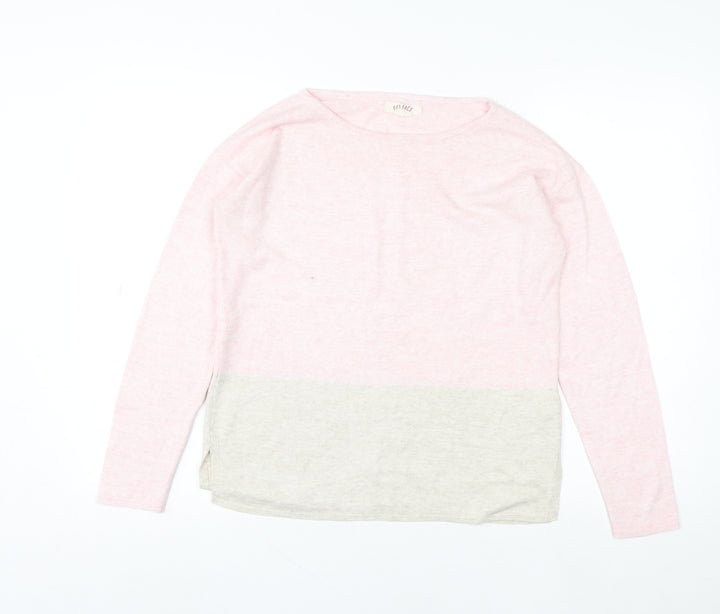 Fat Face Women Pink Beige Colourblock Pullover Sweater UK 6