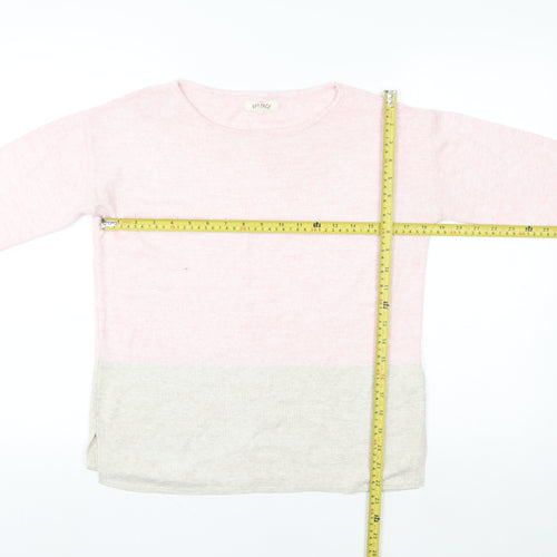 Fat Face Women Pink Beige Colourblock Pullover Sweater UK 6