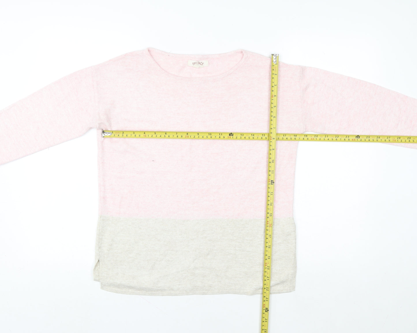 Fat Face Women Pink Beige Colourblock Pullover Sweater UK 6