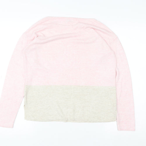 Fat Face Women Pink Beige Colourblock Pullover Sweater UK 6