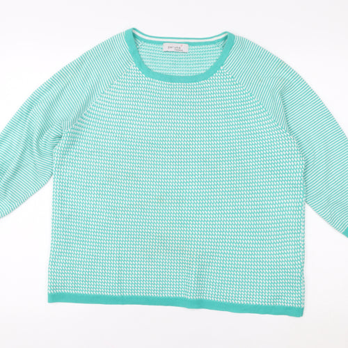Marks & Spencer Per Una Women’s Green Striped Knit Pullover Sweater UK 14