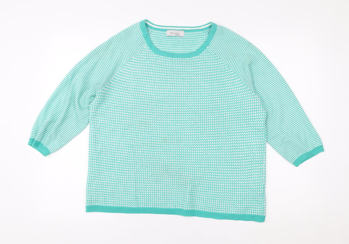 Marks & Spencer Per Una Women’s Green Striped Knit Pullover Sweater UK 14