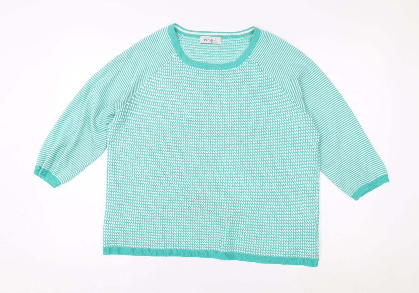 Marks & Spencer Per Una Women’s Green Striped Knit Pullover Sweater UK 14