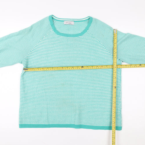 Marks & Spencer Per Una Women’s Green Striped Knit Pullover Sweater UK 14