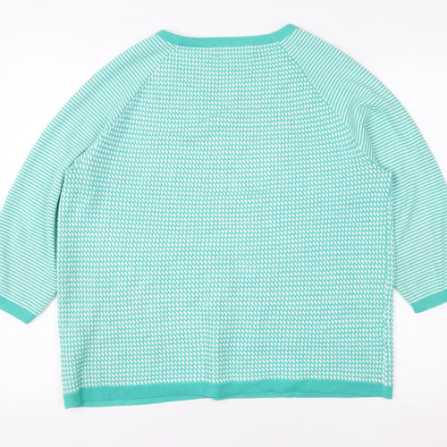 Marks & Spencer Per Una Women’s Green Striped Knit Pullover Sweater UK 14