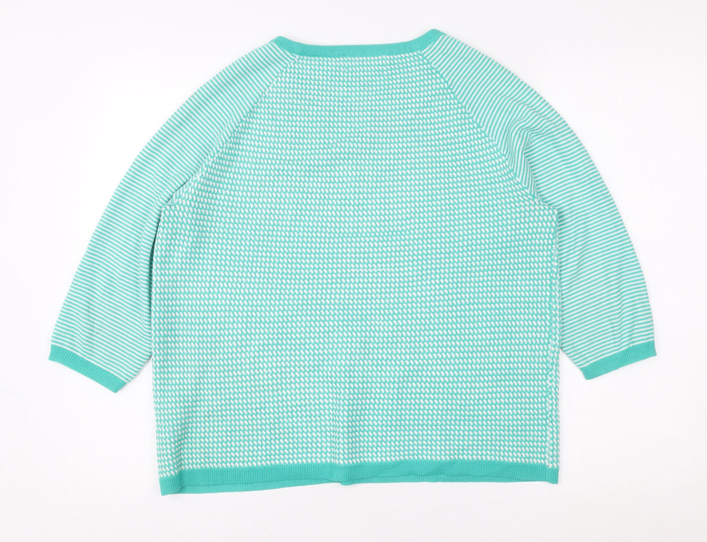 Marks & Spencer Per Una Women’s Green Striped Knit Pullover Sweater UK 14