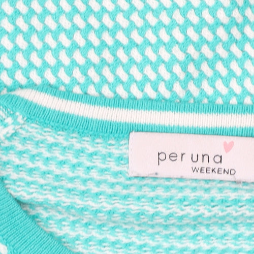 Marks & Spencer Per Una Women’s Green Striped Knit Pullover Sweater UK 14