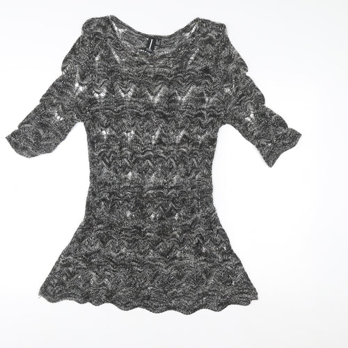 Izabel London Women's Grey Knit Fit & Flare Dress UK 12
