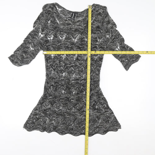 Izabel London Women's Grey Knit Fit & Flare Dress UK 12