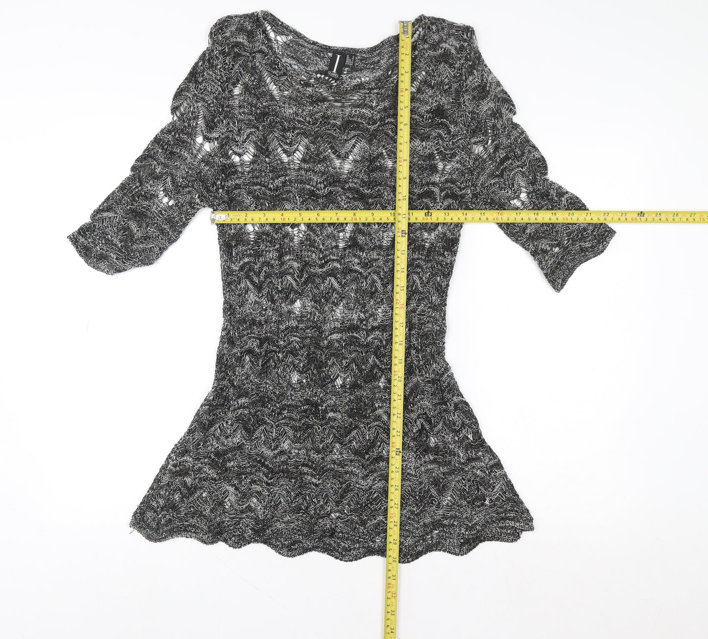 Izabel London Women's Grey Knit Fit & Flare Dress UK 12