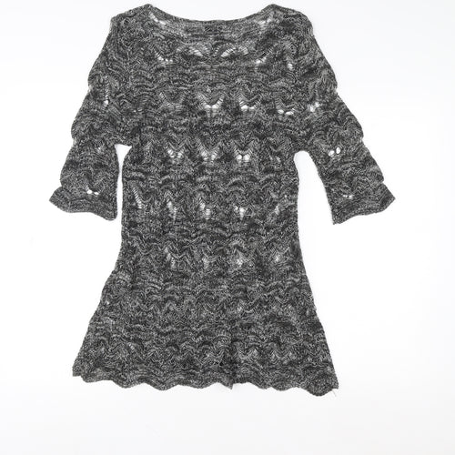 Izabel London Women's Grey Knit Fit & Flare Dress UK 12