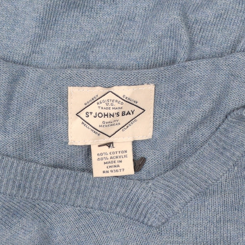 St. John’s Bay Women Blue V-Neck Pullover Sweatshirt Size M