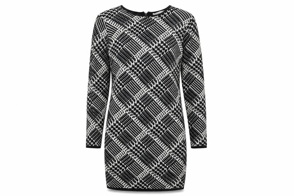 Glamorous Women's Black Geometric Knit Bodycon Dress Size S