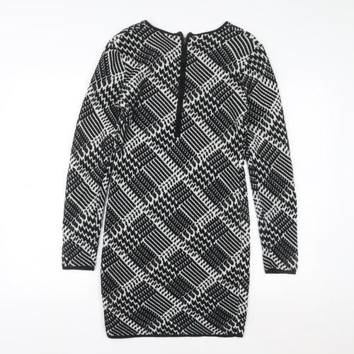 Glamorous Women's Black Geometric Knit Bodycon Dress Size S